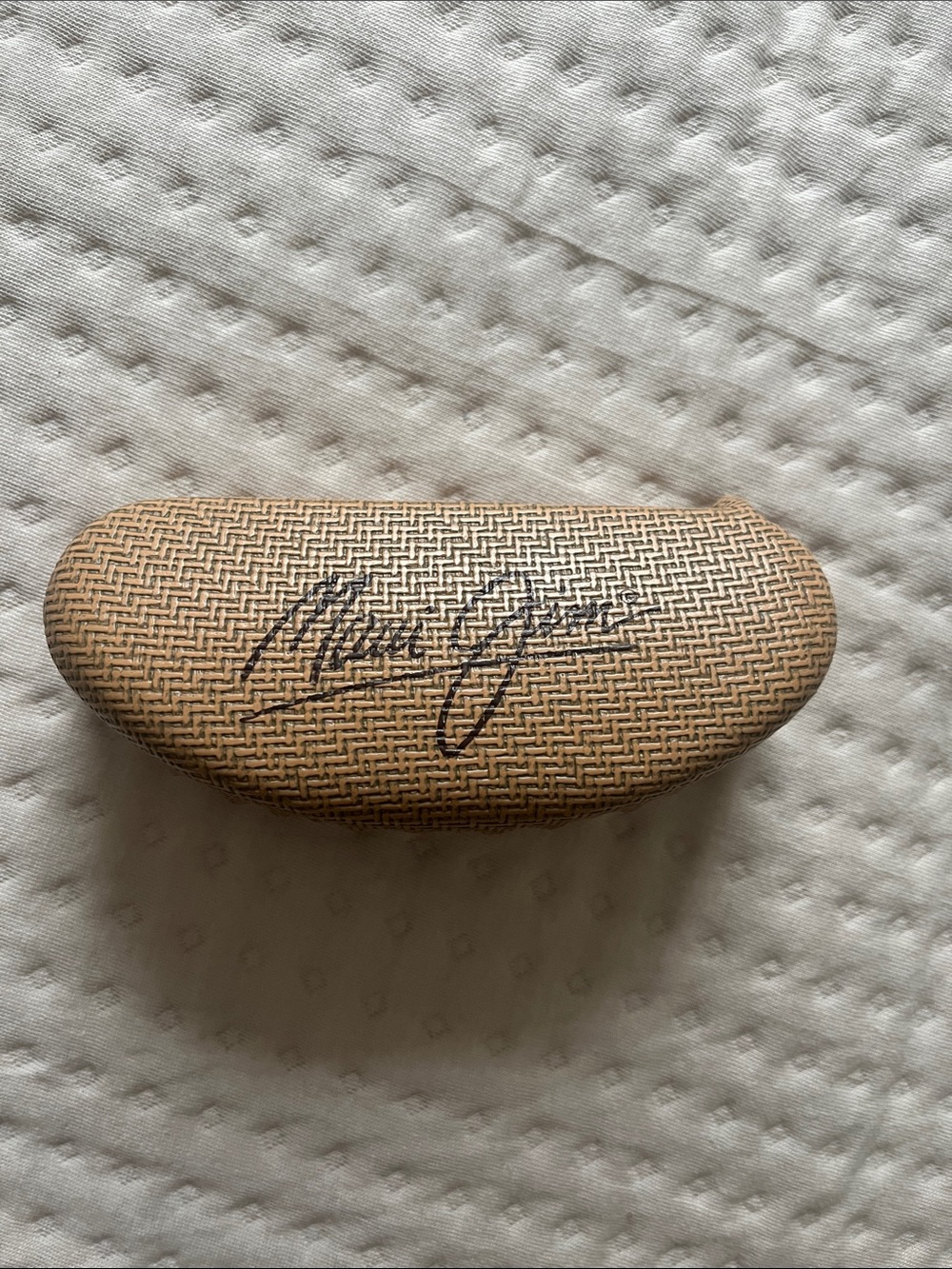 Maui Jim Tan Woven Sunglasses Case with Dark Script Logo